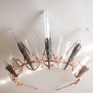 The STELLA Crown - Crystal Raw Quartz Crown Tiara - Magical Ethereal Unique Bridal Headpiece, Hair Accessory