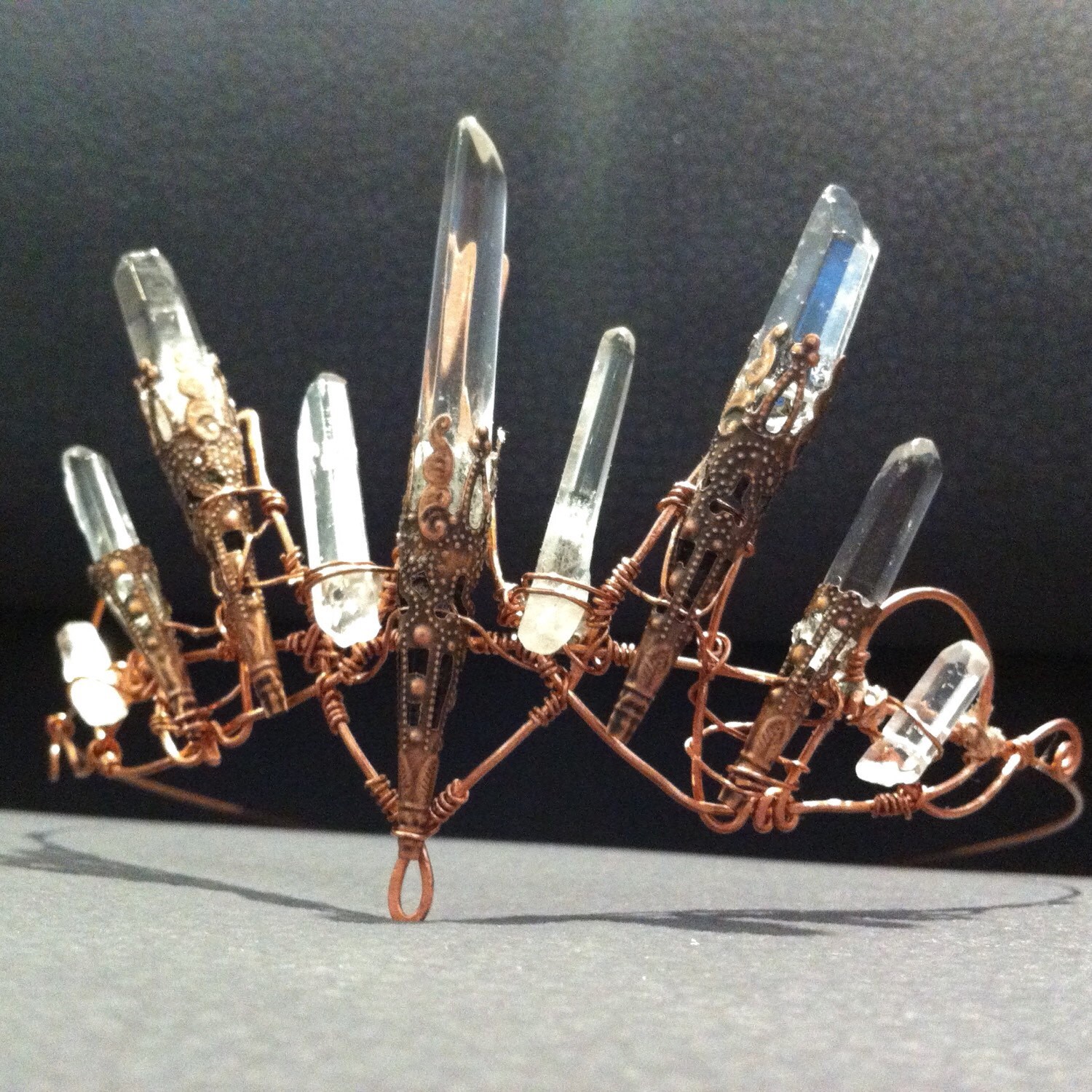 Crystal and Copper Chakra Tiaras Copper Crystal Elf Crown: Handmade Wire Wrapped Tiara - Etsy main image 3