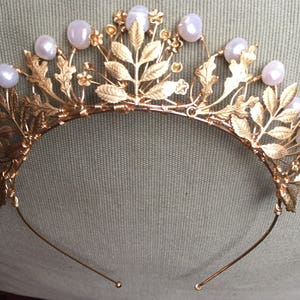 The AGATHA Crown, queen, tudor, renaissance, pearl, leaf, leaves, pearls, princess, tiara, prom, festival, game of thrones, gold, floral image 6