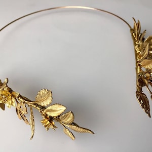 The FLORA Crown - Leaf Leaves Flower Floral Tiara Headband, Gold, Grecian, Elegant, Bohemian. Bride, Bridesmaid, Prom. Flower Crown.