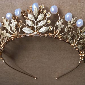 The AGATHA Crown, queen, tudor, renaissance, pearl, leaf, leaves, pearls, princess, tiara, prom, festival, game of thrones, gold, floral image 8