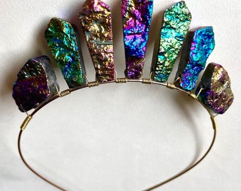 The RAINBOW ROCKS Crown! Pride Rainbow Titanium Stone Crystal Tiara.
