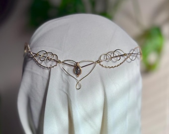 The ROBYN - Elvin Moonstone Headdress: Celtic Fae Fairy Bridal Crown