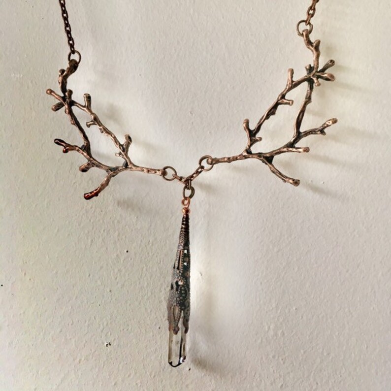 Single Branch Crystal Quartz Necklace Drop Woodland image 6