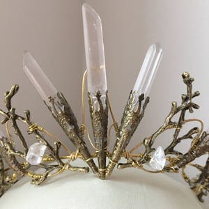 The PERSEPHONE Crown Clear Raw Crystal Quartz & Copper Branch Twig Antler Coral Crown Alternative Bride, Festival, Woodland, Fairy Witch image 8