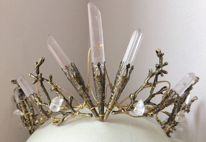 The PERSEPHONE Crown Clear Raw Crystal Quartz & Copper Branch Twig Antler Coral Crown Alternative Bride, Festival, Woodland, Fairy Witch image 8