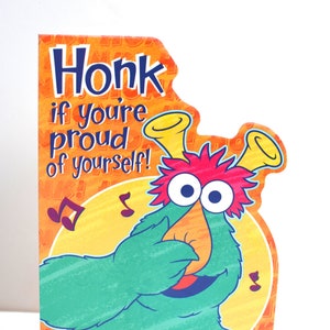 Toeter als je trots op jezelf bent! Sesamstraat-wenskaarten - apart verkrijgbaar - leuke nostalgische vintage wenskaarten honkers
