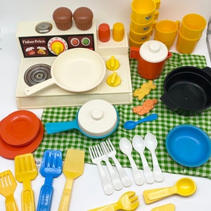 Vintage Fisher Price Fun with Food 1970s Sold Separately - play food, tea party, tea set, pretend play, cookware, S&P, utensils, picnic