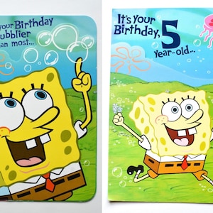 Cartes d'anniversaire Bob l'éponge - amusante et nostalgique carte de voeux vintage pour 5 ans, pétillante pour tous les âges
