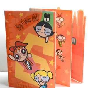 Powerpuff Girls Birthday Card for 6 year old - fun nostalgic vintage greeting card