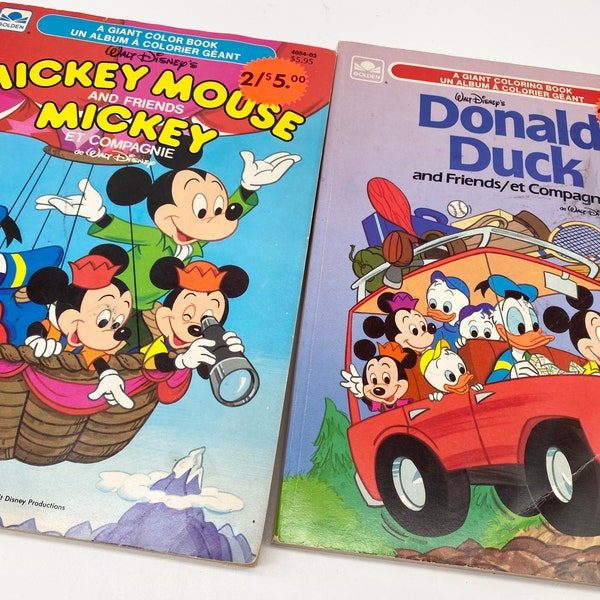 Walt Disney - Jumbo Colouring Books - Mickey Mouse, Donald Duck, golden book 1985