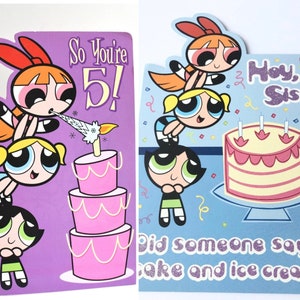 Tarjetas de cumpleaños de Las Chicas Superpoderosas (se venden por separado): divertidas y nostálgicas tarjetas de felicitación vintage para niños de 5 años y todas las edades.