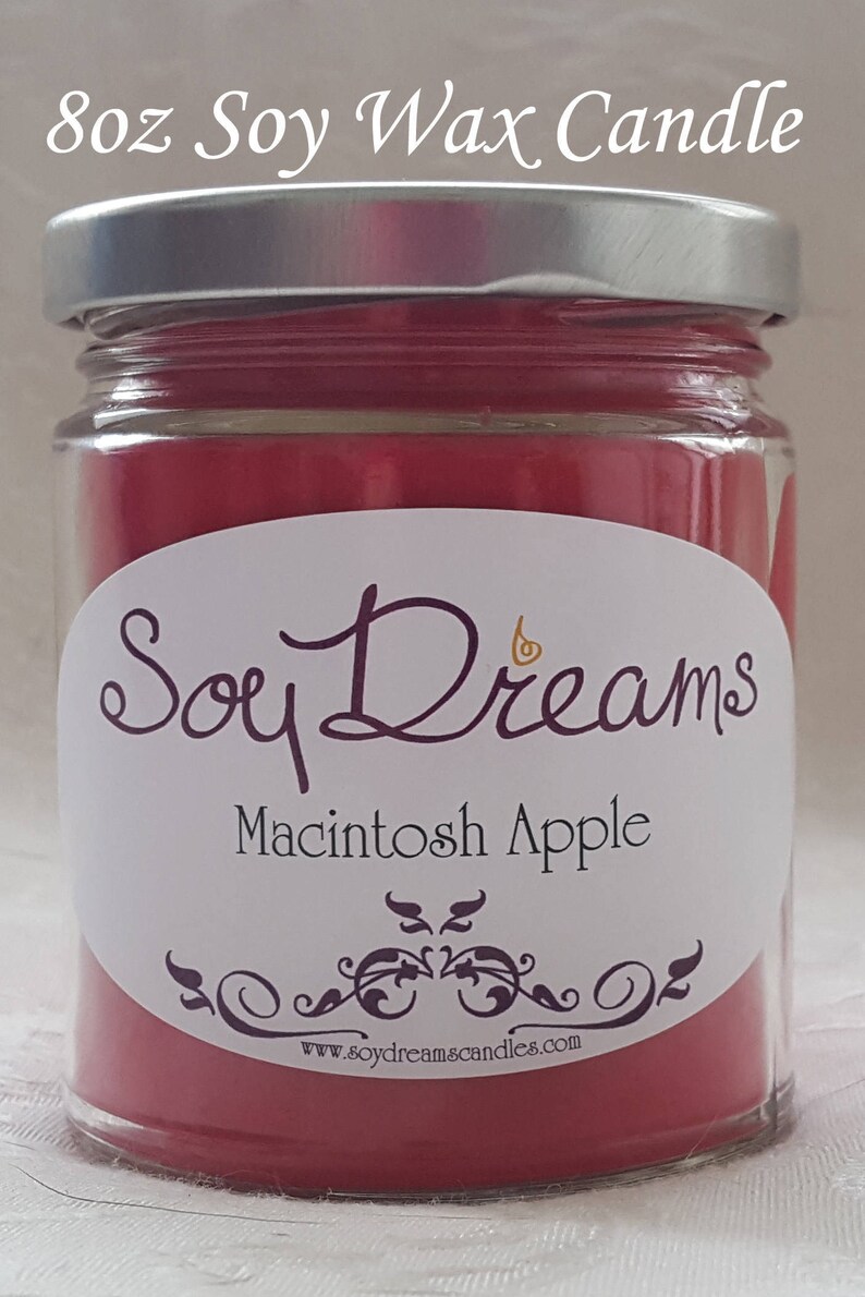 Macintosh Apple Candle Soy Candle 8oz Candle Jar Red Etsy