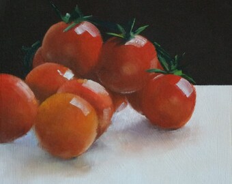 Small tomato painting, food painting, oil painting