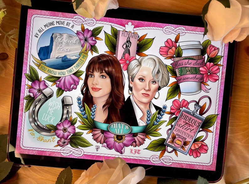 Devil Wears Prada Print A4 A3 Tattoo Style Meryl Streep Etsy