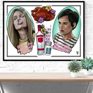 Girl Interrupted print, A4 A3, crazy, based on books, winona ryder, angelina jolie, mental health, classic cult film