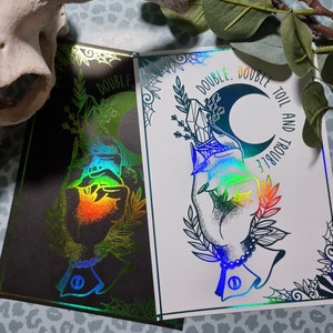 Mano de bruja con estilo de tatuaje de impresión de lámina personalizada de cristal - hecho a pedido, A5, A4, tarjeta de 220 gsm, diseño de tatuaje, espeluznante, gótico, brujo, pagano