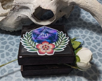 8x8 cm D20 Dice, Digitally Hand painted, dungeons, cute, novelty, dice box, gift box, cakes, home decor, trinket, gift idea, tabletop gaming