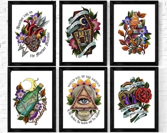 MCR lyric Prints, A5 A4, Tattoo Style, Quotes, lyrics, song, emo, punk, black parade, my chemical romance, goth, rock, horror