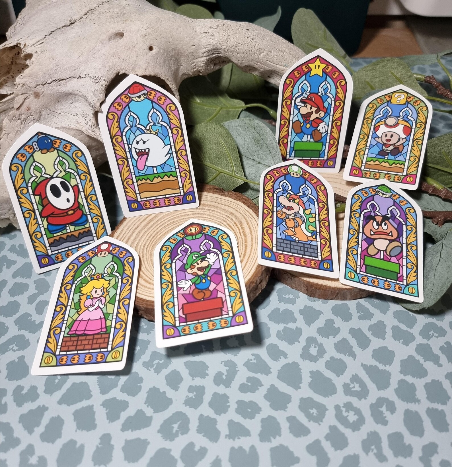 Mario Stained Glass Stickers 8 Pack Matt Vinyl Waterproof Etsy UK