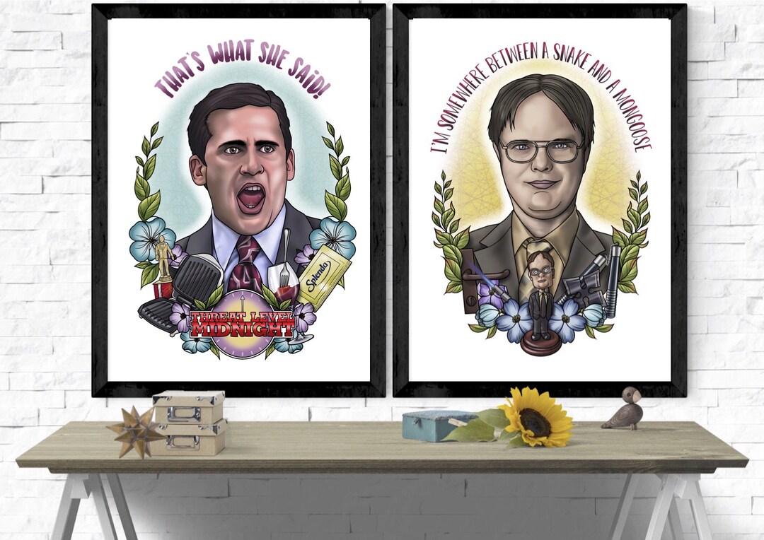 The Office Portrait Prints FRAMED OPTION A5 A4 Michael Etsy