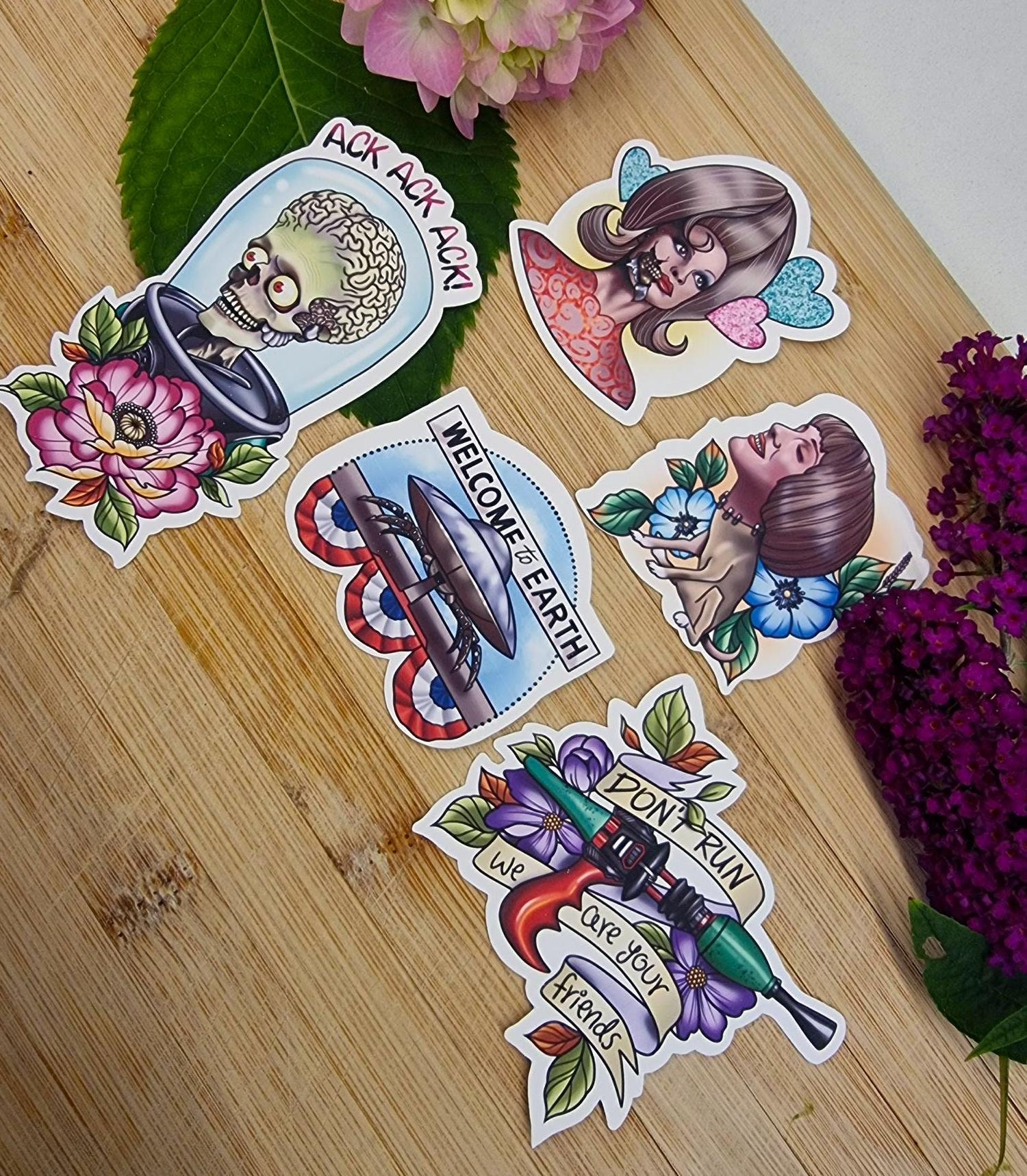 Mars Attacks Stickers 5 Pack Gloss Vinyl Waterproof Etsy