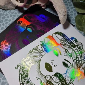 Hell Hath No Fury Custom Foil Print Tattoo Style - fait sur commande, A5, A4, carte 220gsm, poésie, phrase, dicton, goth, sorcière, païenne, poème