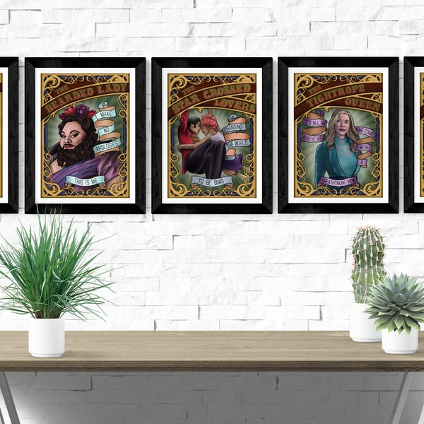 Greatest Showman Print Set, A5 A4, Bearded lady, circus king, PT Barnum, traditional posters