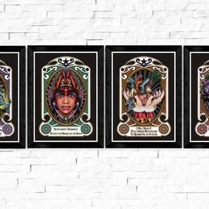Hamilton Tarot Card Tattoo Art Prints, A4, A5, Musical, Broadway, Alexander Hamilton, Aaron Burr, George Washington, Schyler