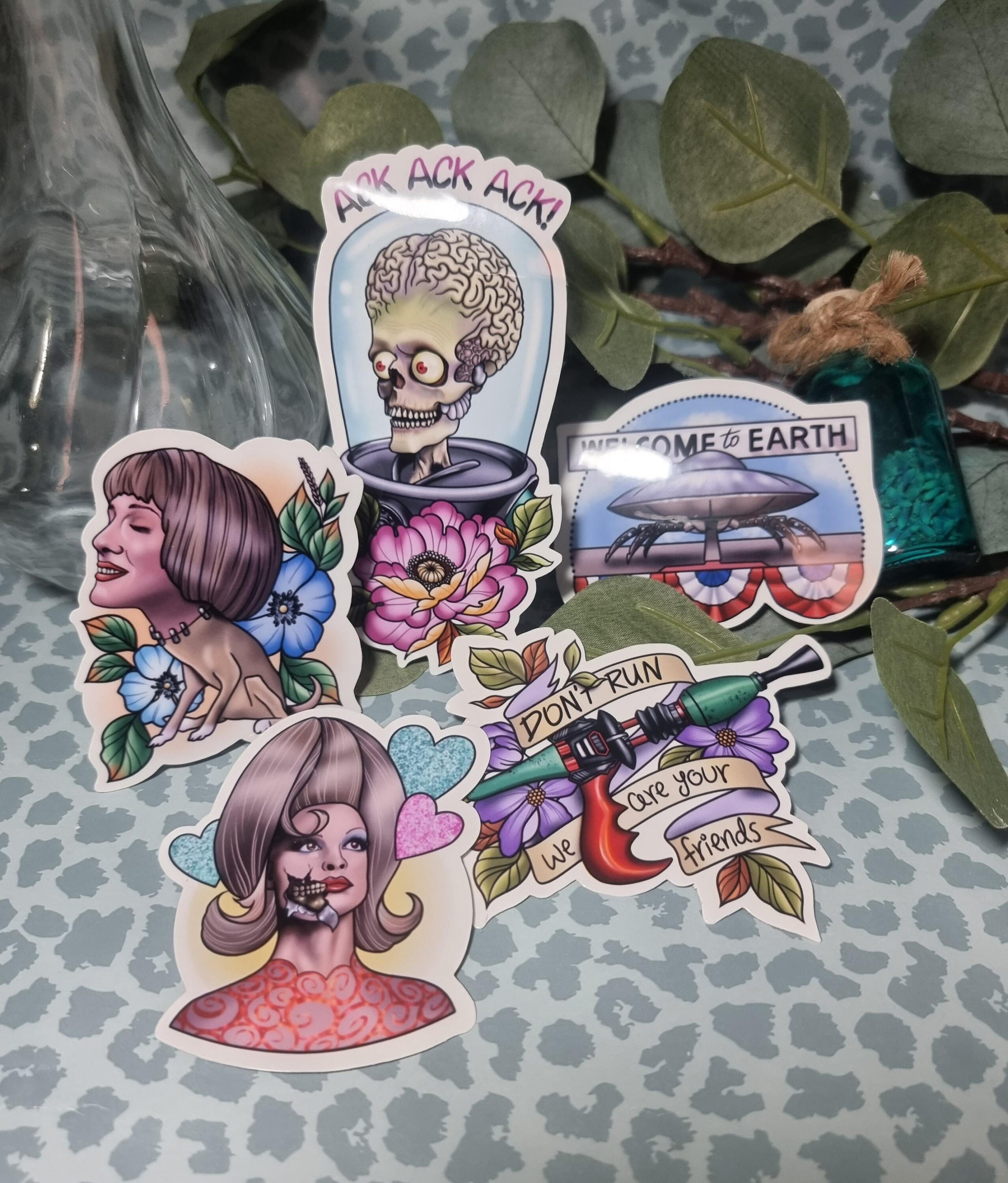 Mars Attacks Stickers 5 Pack Gloss Vinyl Waterproof Etsy