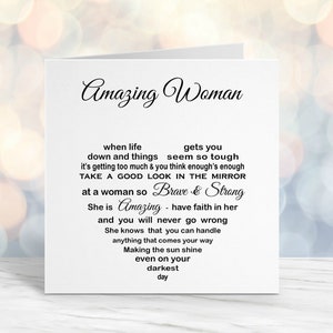 Amazing Woman You Can Do it Card, Thinking of you, Support card friend, Strong Woman, Brave Uplifting Card, Cancer Support, iIlness support