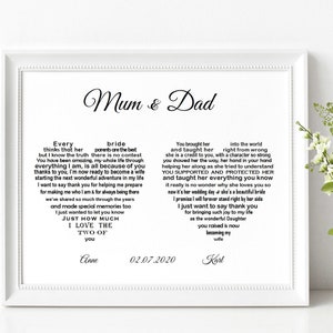 Wedding Gifts for Parents, UNFRAMED Parents of the Bride Poem, Mother of Groom Print, Step Parent Wedding Printables, Father of Groom Gift