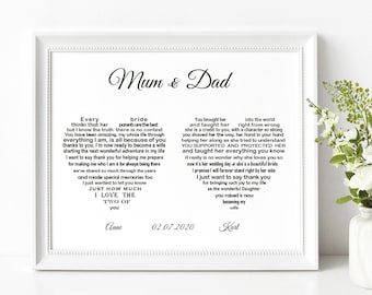 Wedding Gifts for Parents, UNFRAMED Parents of the Bride Poem, Mother of Groom Print, Step Parent Wedding Printables, Father of Groom Gift