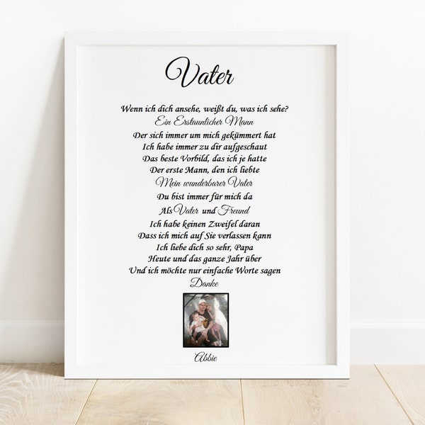 Vater Gedicht, Vatertag, Dad Fathers Day Gift, Personalised Dad Gift, Print for Dad, Father Daughter Gift, Dad poem, Dad Birthday Present,
