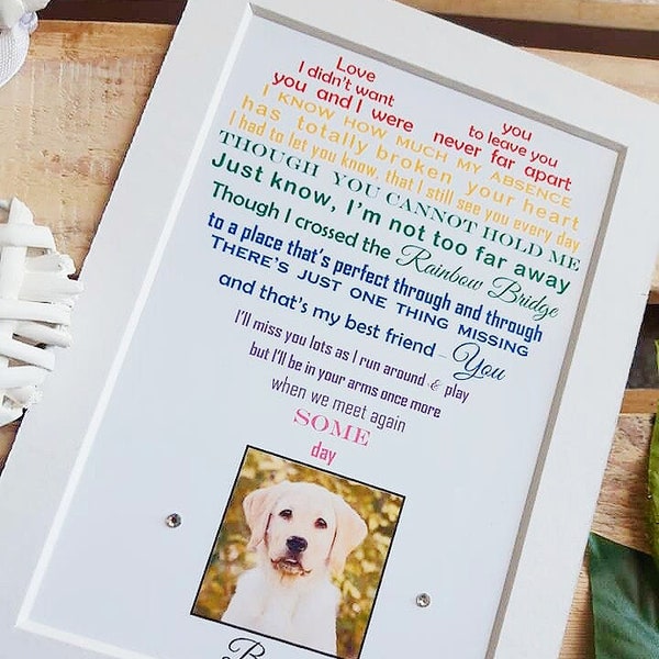 Pet loss sympathy gift, Rainbow Bridge Print, Death of a Dog, Cat Memorial Poem, Animal Passing Rememberance Photo, Paw Print Condolence