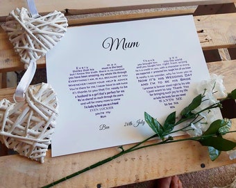 Mother of Groom Gift from Son and Daughter in Law, Wedding Gifts for Mum Mom Dad Step Parent, Son Daughter Poem Print, Message from Heaven
