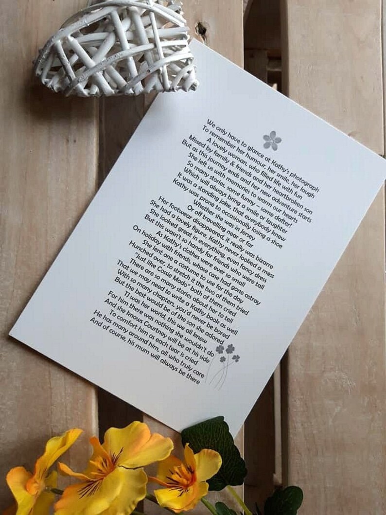 Personalised Funeral Poem Eulogy speech Funeral Service Etsy