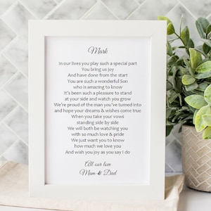 Son Wedding card printable, digital Son Daughter in law, Son's Wedding Day poem, Parents to son on wedding day, Wedding card for son