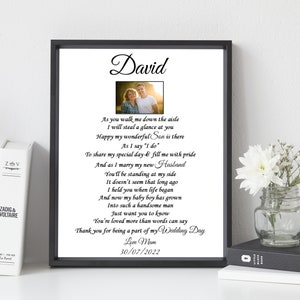 Regalo para el hijo en el día de la boda, poema para el yerno y la nuera, regalo para el novio de los padres, recuerdo de padre, madre e hijo, mensaje de recuerdo impreso