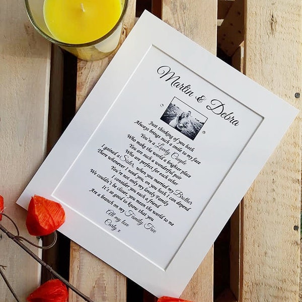 Brother and Sister in law gift, Anniversary Print, Wedding Poem Keepsake, Unique Words to Frame, Custom Celebration Verse Quote