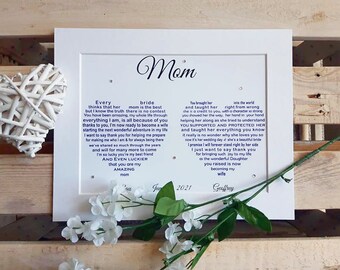 Mother of the Bride Gift from Bride and Groom, UNFRAMED Mom of the Bride, Parents Wedding Gift, Parent Thank You Gift, Father of Bride