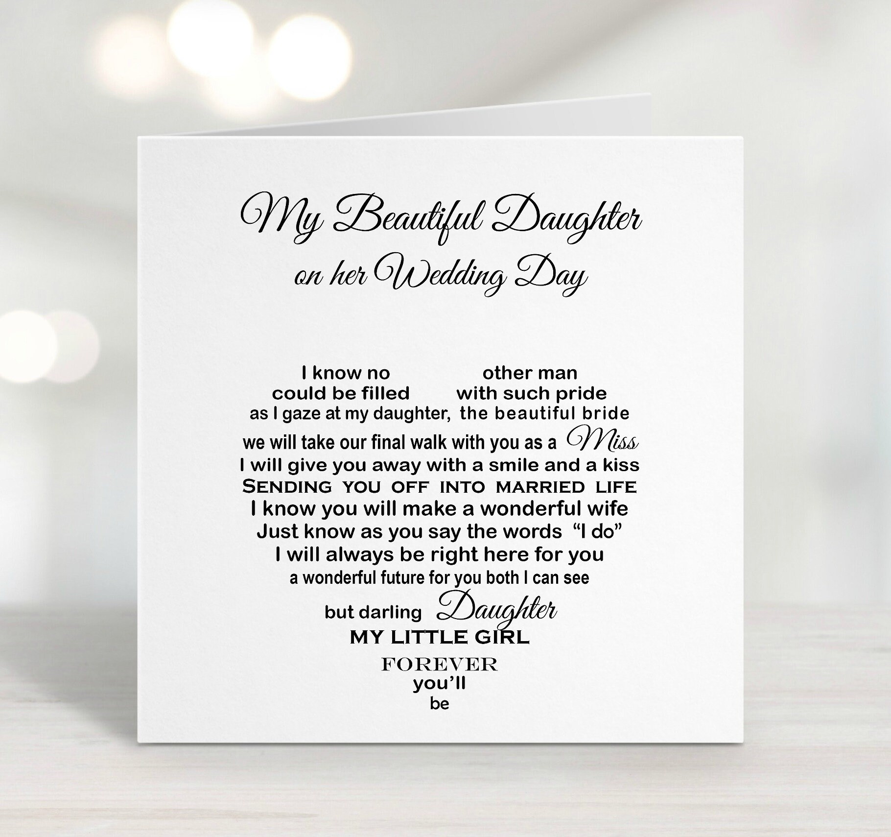 Daughter's Wedding Day to Bride From Dad Wedding Day - Etsy UK