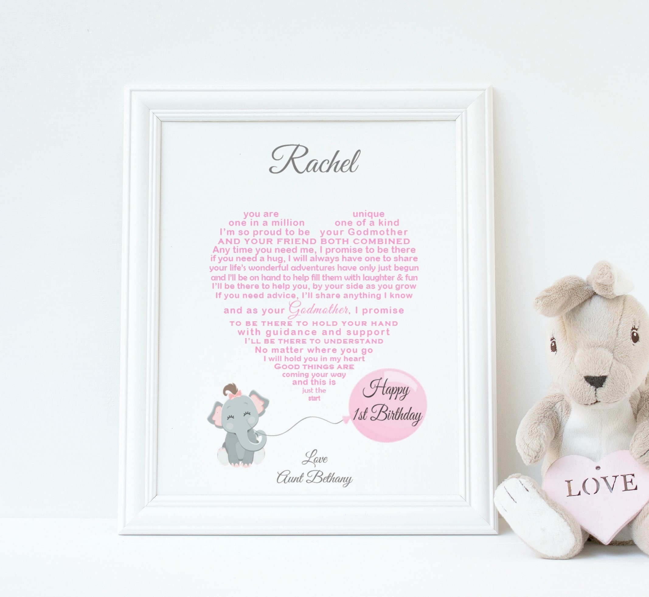 Goddaughter 1st Birthday Gift Unframed God Daughter First Etsy Ireland