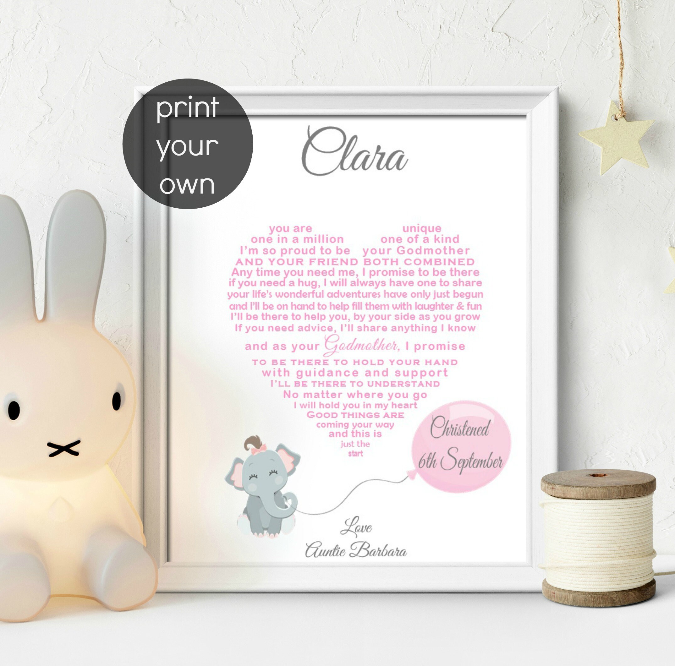 Goddaughter Christening Gifts DIGITAL Goddaughter Birthday Etsy