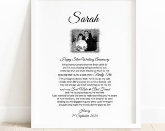 Silver Wedding Anniversary Gift for Couple, 25 Years Married, Personalised 25th Poem Print, Sentimental Husband Present, Romantic Wife Words