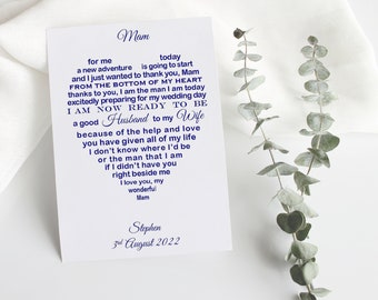 To My Mum on my Wedding Day from Groom, Mother of Groom Poem Print from Son, Wedding Print 7x5, Mam of Groom Wedding Gift, Mom of Groom