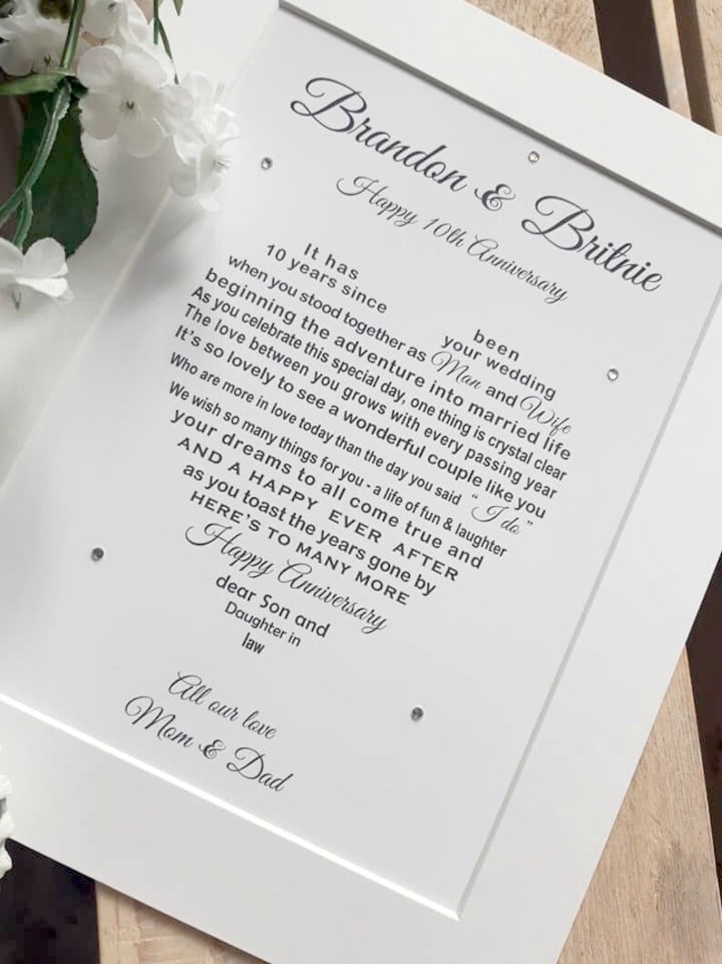 Son Daughter in Law Anniversary Gift Son Wedding Anniversary Etsy