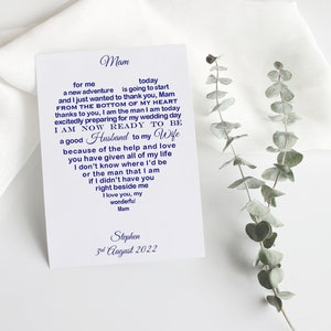 Mother of the Groom gift from son, My mum on my wedding day, Wedding gift parents, Mother Wedding gift from Groom, Wedding present for mum print/send - UK only