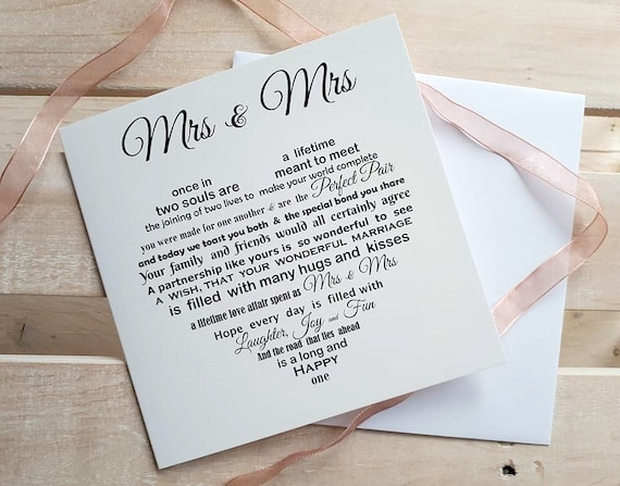 Lesbian Wedding Card Lesbian Couple Mrs and Mrs Card Bride