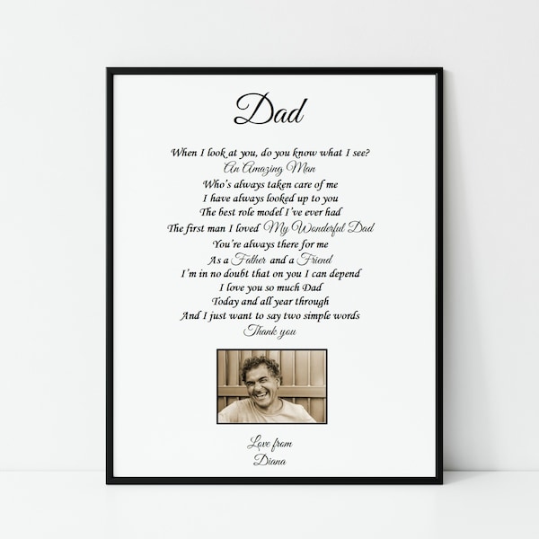 Dad Fathers Day Gift, Personalised Dad Gift, Print for Dad, Father Daughter Gift, Dad poem, Dad Birthday Present, Vater Gedicht, Vatertag